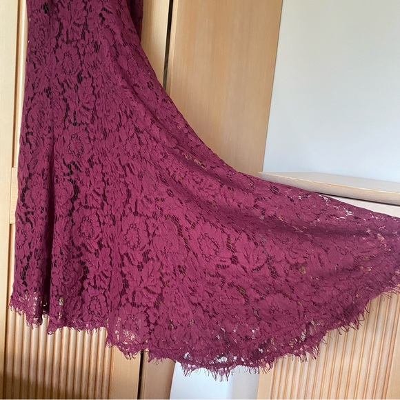 Anthropologie Fame and Partners Twilight dress strapless lace gown wine red - Picture 8 of 16